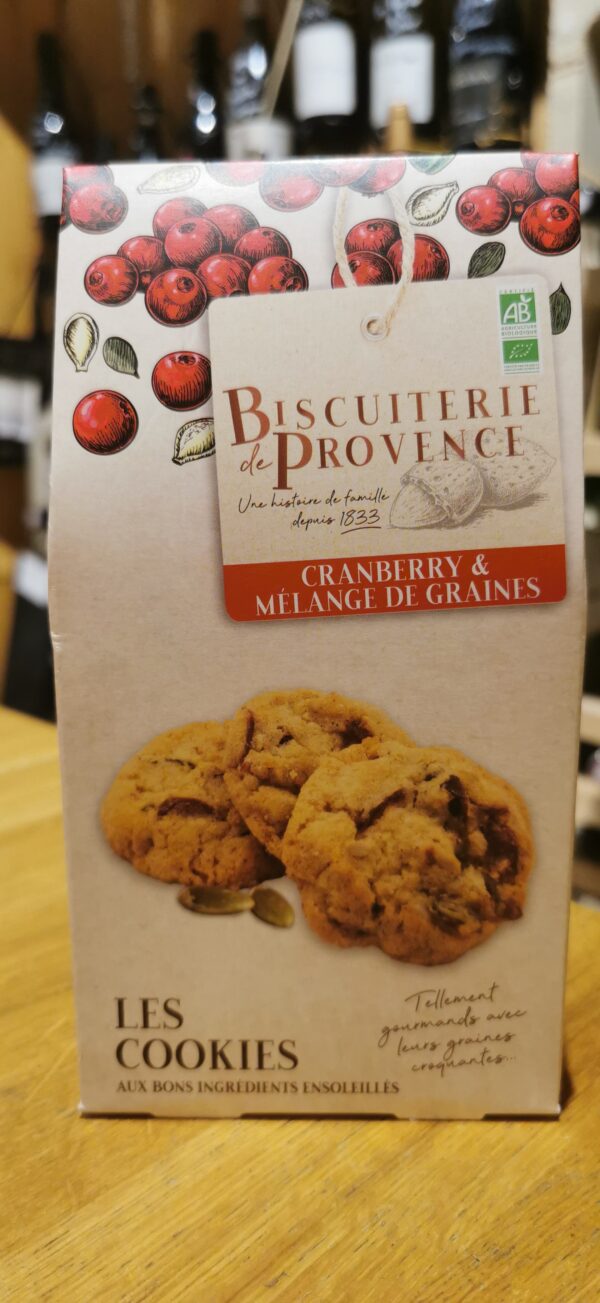 Les Cookies cranberries et mélange de graines Biscuiterie de Provence BIO