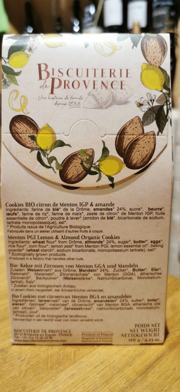 Les Cookies citron de Menton AOP et amandes Biscuiterie de Provence BIO – Image 2